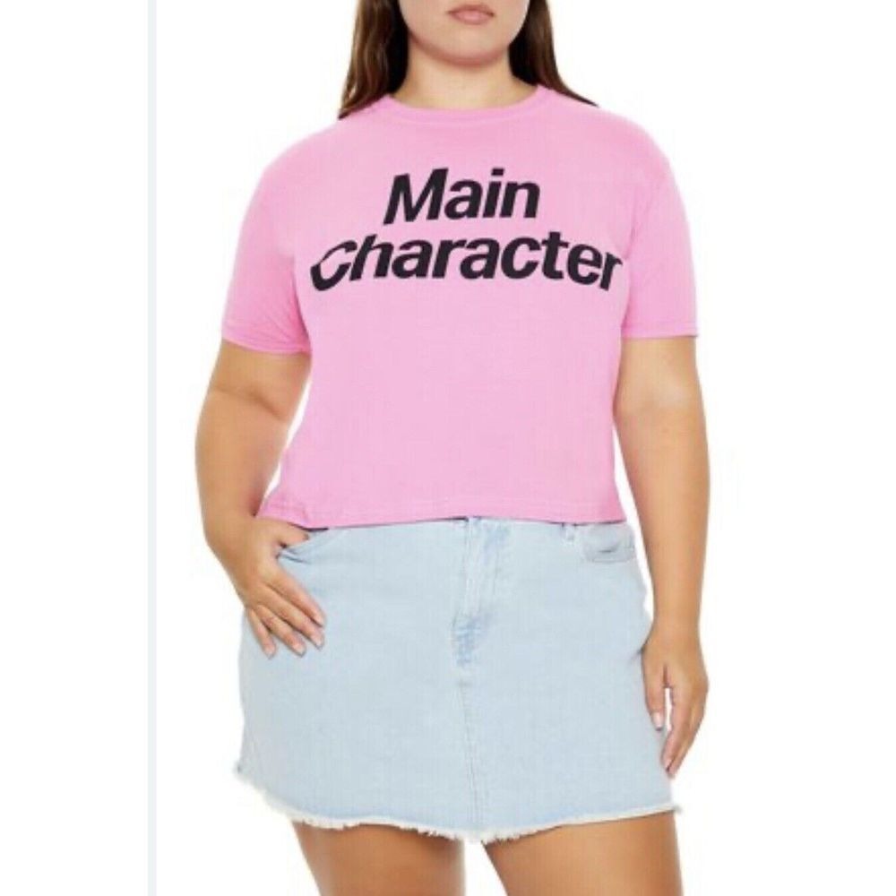 Sugar Flower T Shirt Women's 3X Pink Main Character Cropped NEW *spots